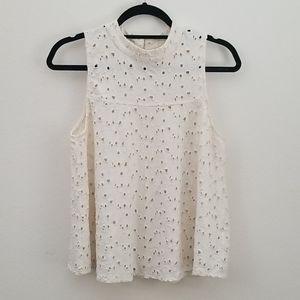 Free People M white eyelet tank